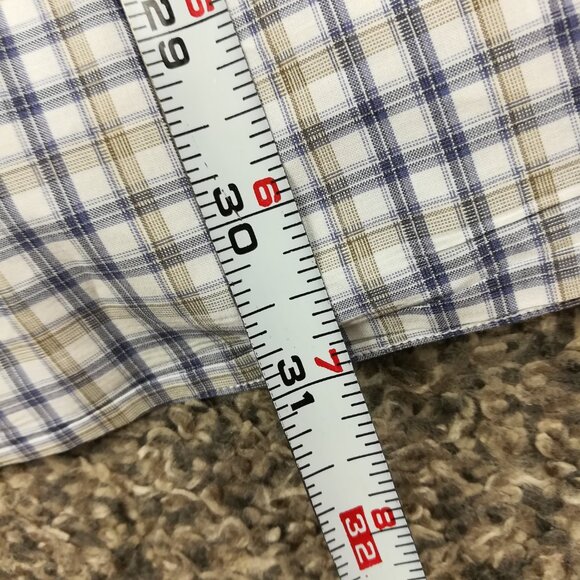 Isaia Napoli Dress Shirt Gray Beige Tan Plaid Size 17 | 43 - Picture 7 of 8